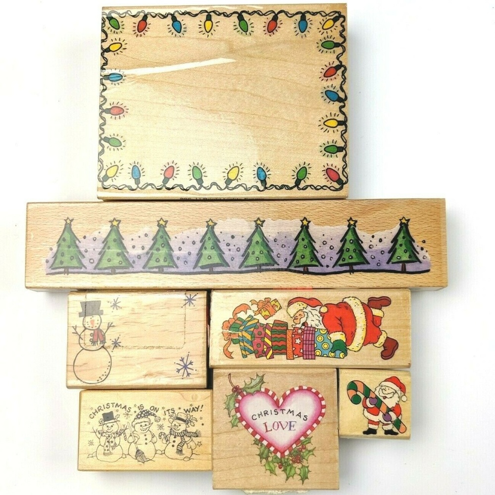 Stamp Lot Christmas Santa Snowman Christmas Lights